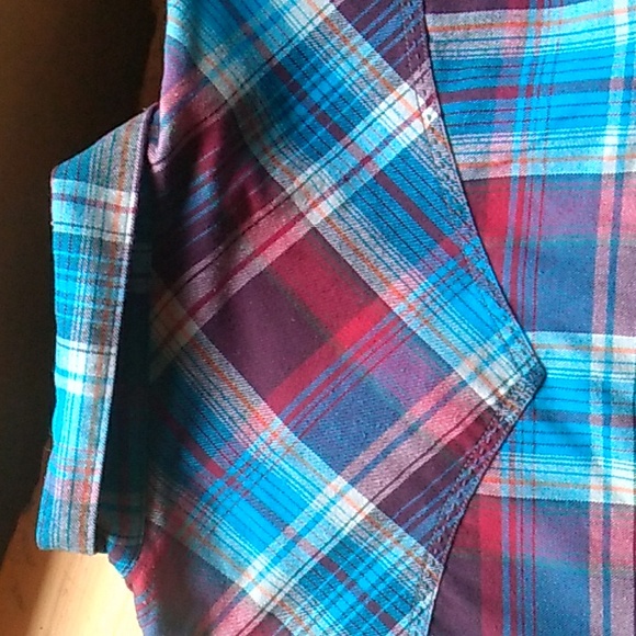 🤠 Wrangler Retro Brush PREMIUM Long Sleeve WESTERN SHIRT XXL AQUA PLAID - Picture 9 of 16